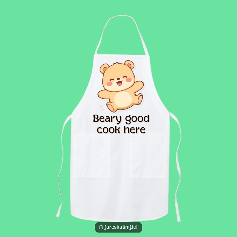 Funny Happy Bear Gliding Apron - Kitchen Gift for Cheerful Cooks
