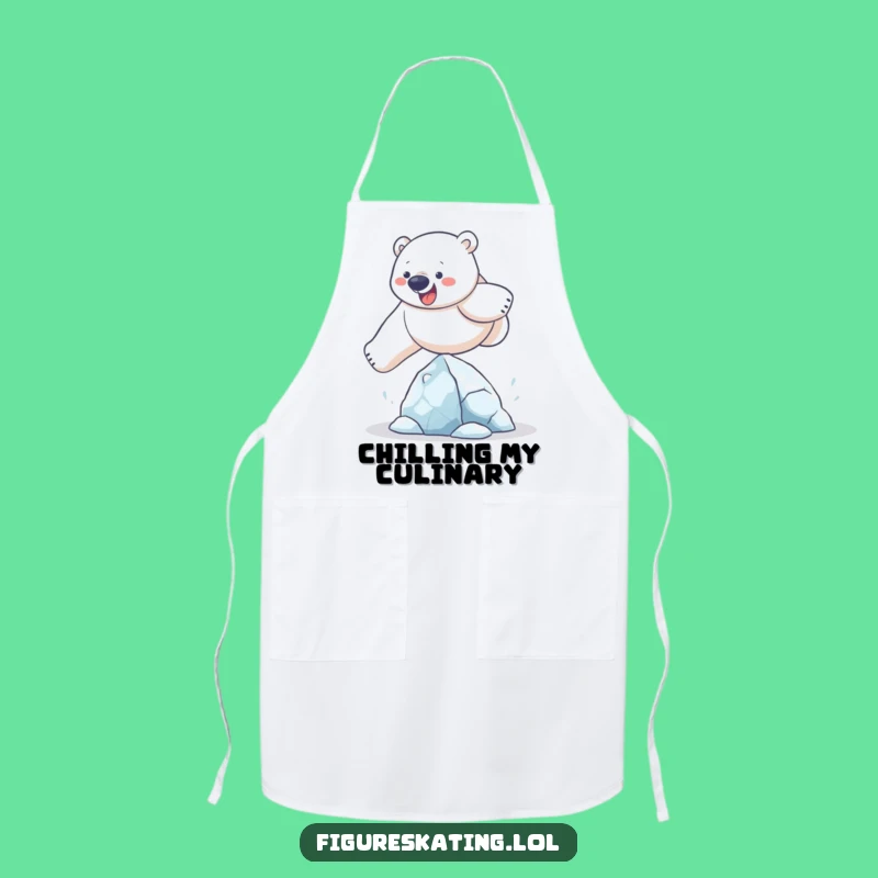 Funny Polar Bear Ice Sculpture Leap Apron: Kitchen Humor for Determined Chefs