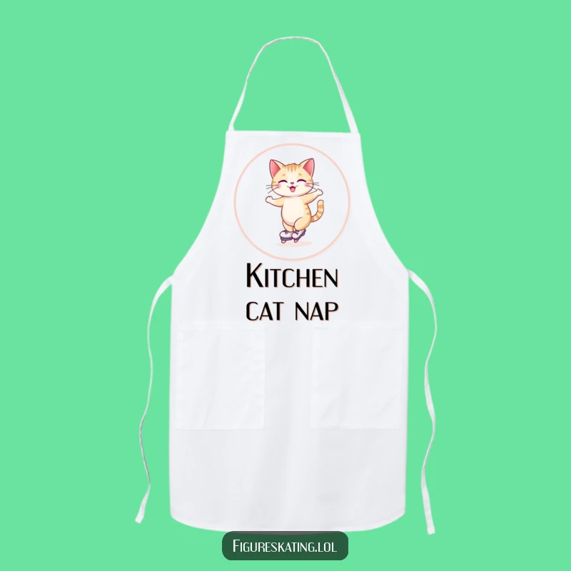 Funny Giggling Cat Skating Apron: Cook with Feline Flair!