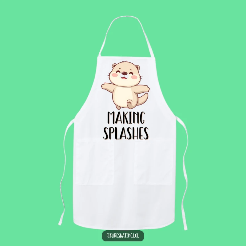 Funny Otter Apron: Chef's Apron with a Happy Gliding Otter Design