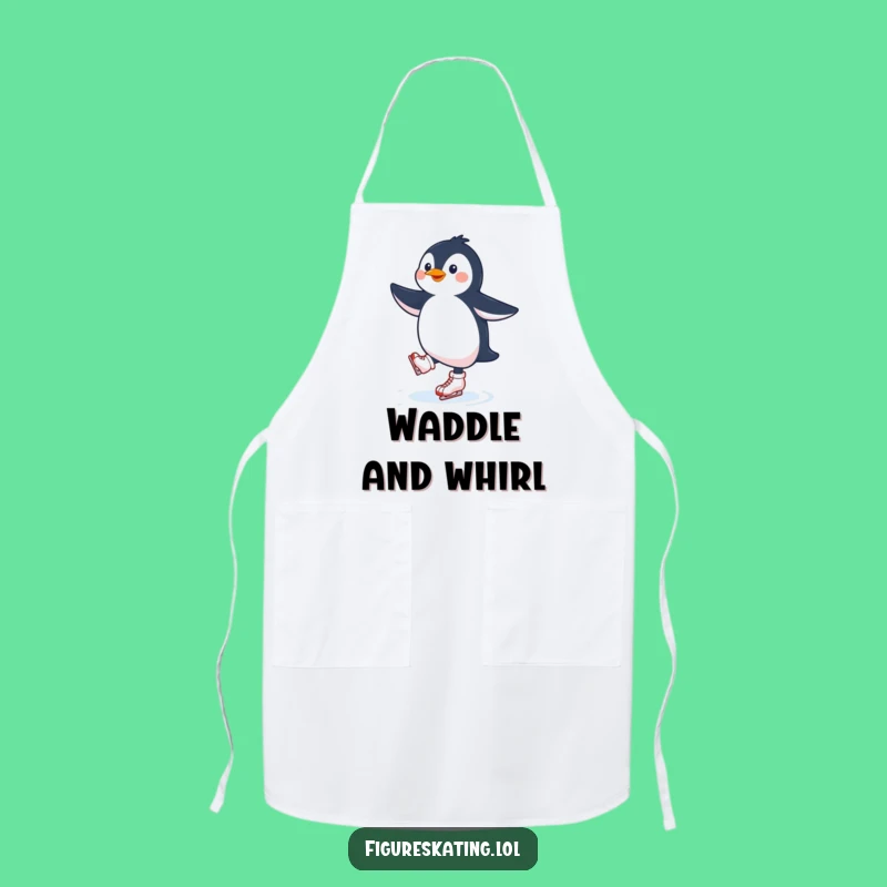 Funny Penguin Ice Skating Apron: Happy Chef Skater Kitchen Gift!