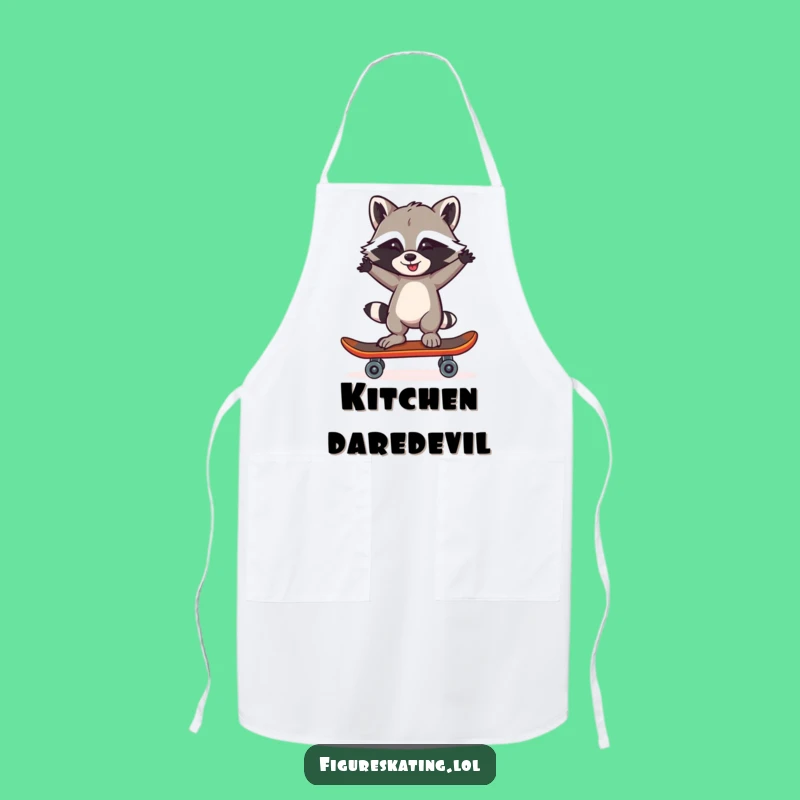 Funny Raccoon Skater Apron: Kitchen Imposter Fun Gift