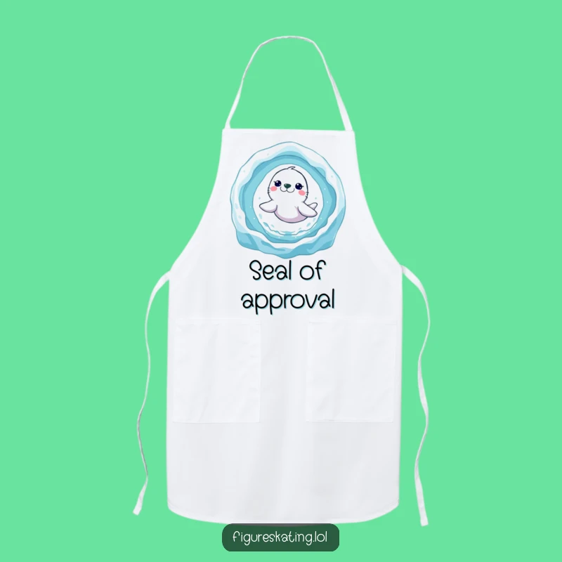 Funny Seal Ice Ring Apron: Leaping Chef Kitchen Gift!