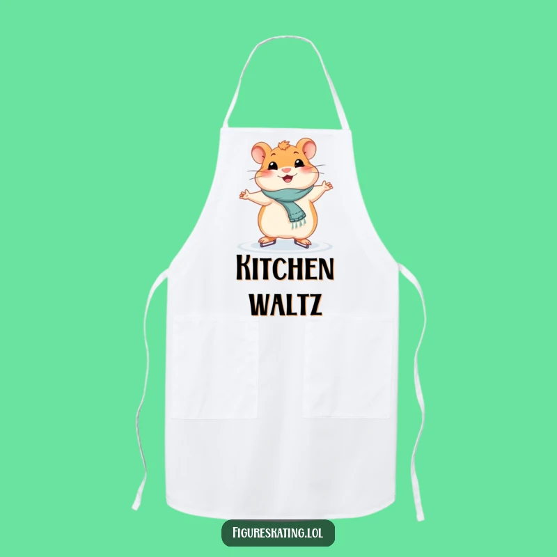 Funny Smiling Hamster Ice Skating Apron - Hilarious Kitchen Fun