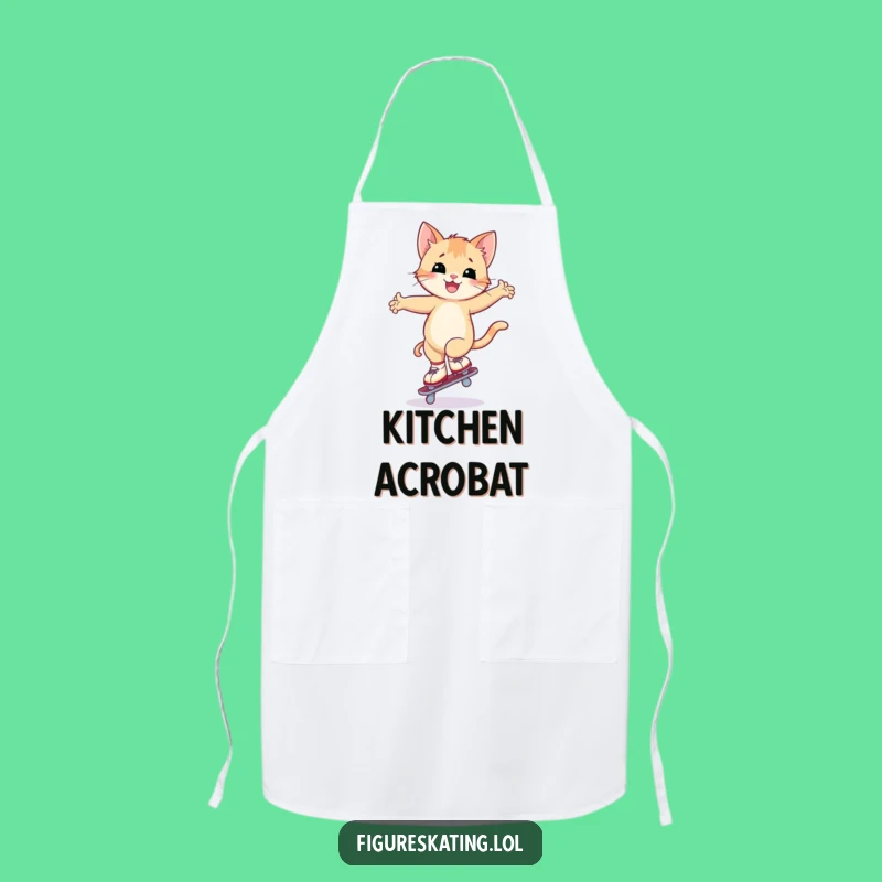 Funny Kitten Skating Apron: Cook with Hilarious Feline Flair