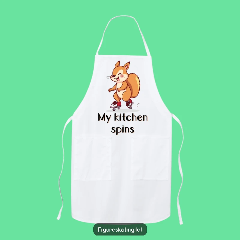 Funny Squirrel Ice Skating Apron: Cook Up Giggles in the Kitchen.