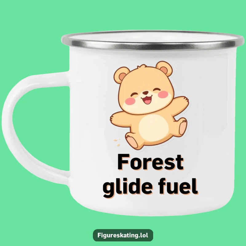 Funny Happy Bear Gliding Camping Mug - Outdoor Gift for Adventurous Fun