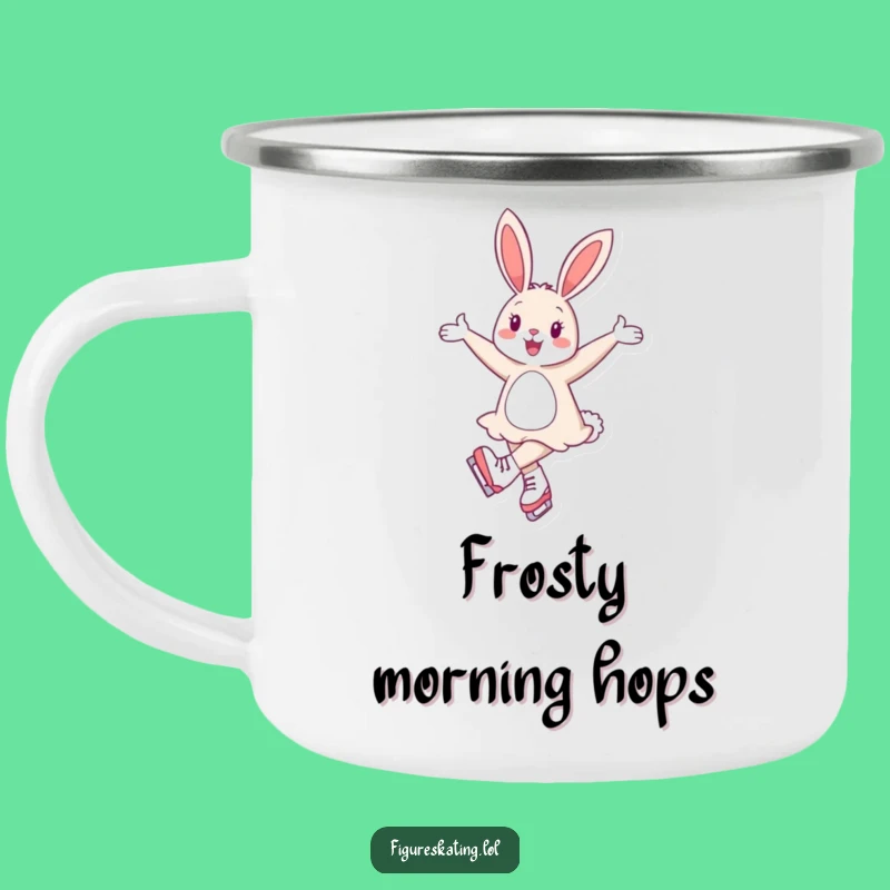 Funny Cheerful Bunny Ice Skating Camping Mug: Outdoor Fun & Grace
