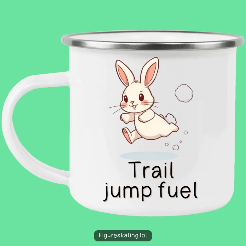 Funny Determined Rabbit Leaping Camping Mug - Winter Adventure Gift