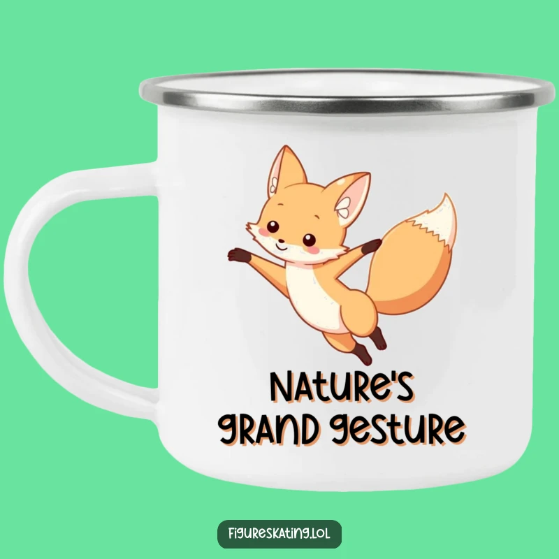Funny Fox Arabesque Dancer Camping Mug: Elegant Outdoor Drinkware