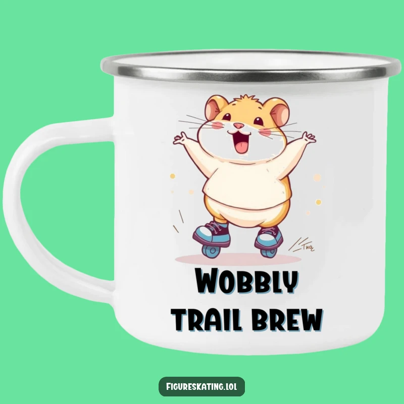 Funny Hamster Ice Skating Camping Mug: Adventure & Wobbles by the Campfire!