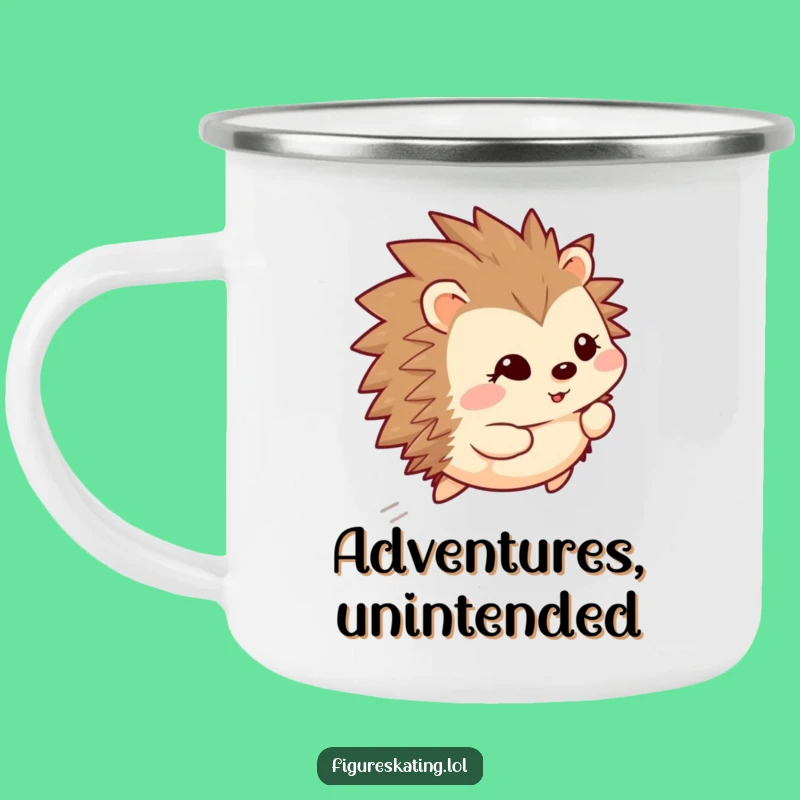 Funny Happy Hedgehog Backward Glide Camping Mug - Durable & Hilarious Outdoor Drinkware