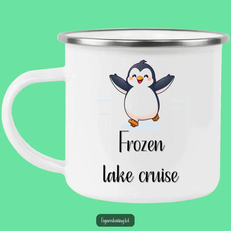 Funny Penguin Camping Mug: Delighted Ice Glider Gift
