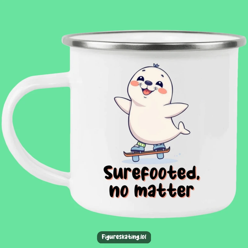 Funny Seal Skate Camping Mug - Outdoor Grinning Adventure Cup
