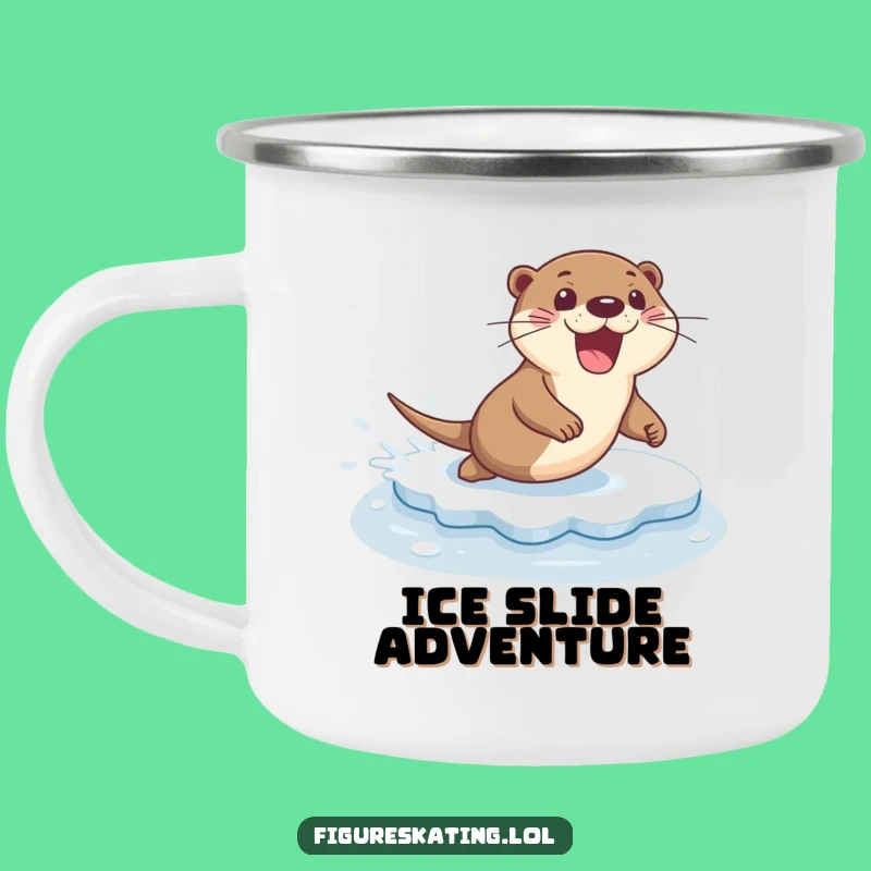 Funny Excited Otter Ice Sliding Camping Mug: Outdoor Fun!
