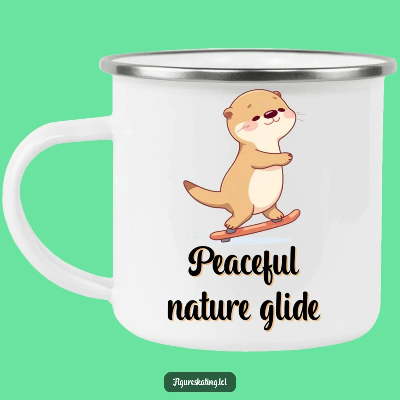 Funny Otter Gliding Camping Mug: Outdoor Skater Fun Gift