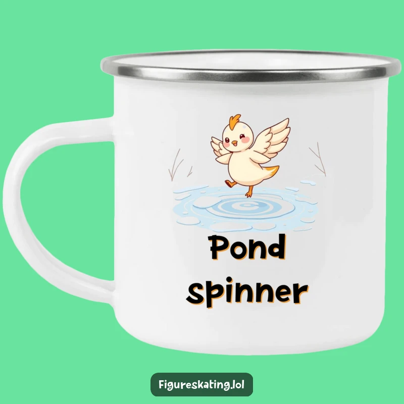 Funny Fairy Skater Camping Mug: Enamel Mug with Twirling Creature