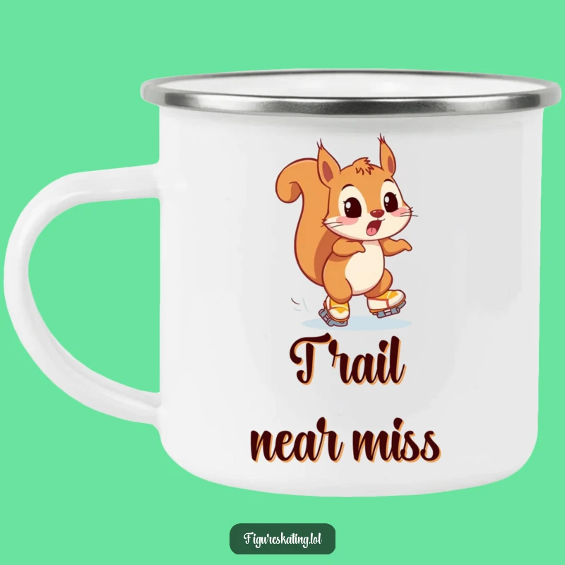 Funny Squirrel Skater Camping Mug: Enamel Mug with Surprised Squirrel