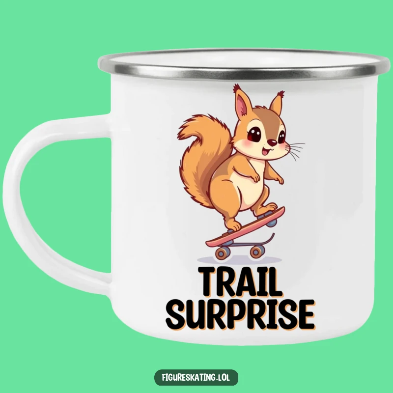 Funny Surprised Squirrel Skate Camping Mug: Outdoor Balancing Act