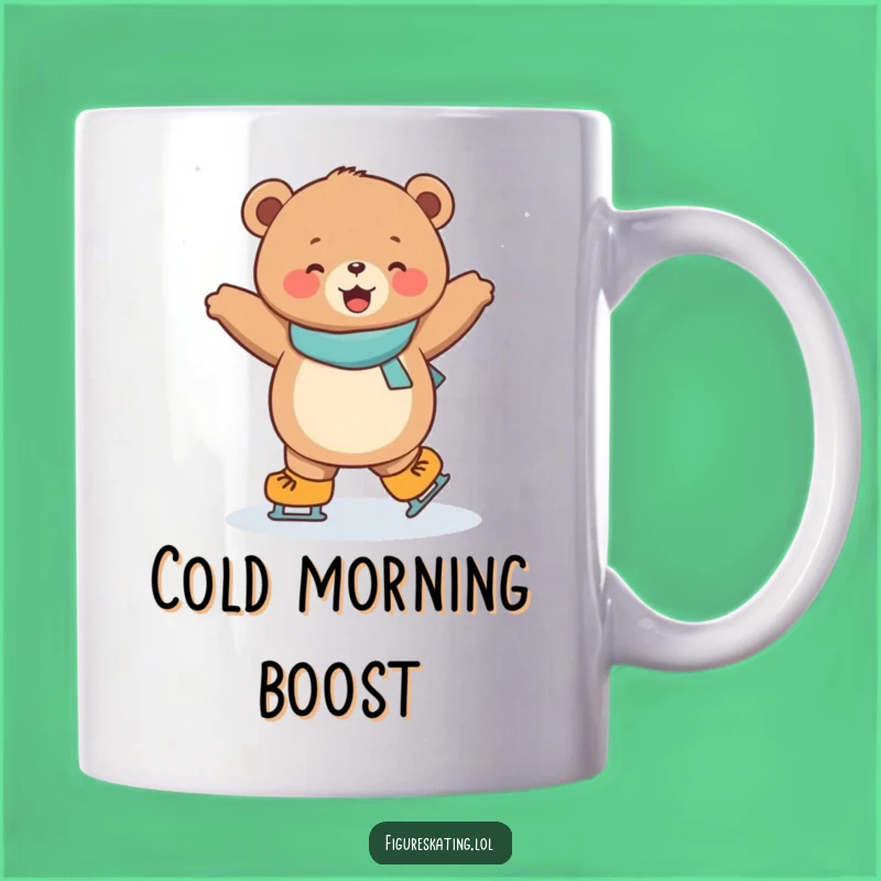 Funny Ice Skating Bear Mug: Joyful Cub Gift for Winter Fun
