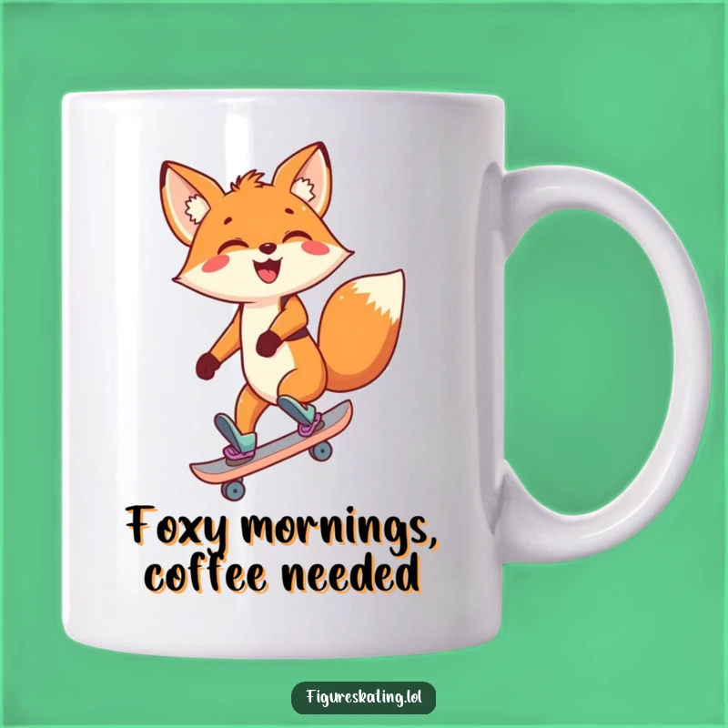 Funny Fox Skating Mug - Hilarious Backward Skating Cartoon Character Coffee Cup