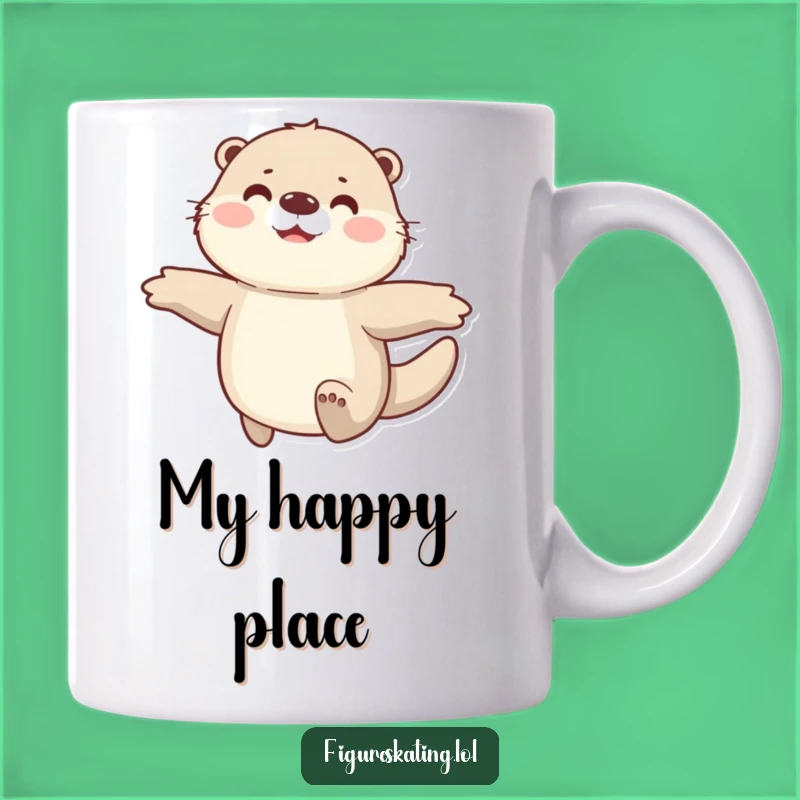 Funny Otter Gift: Happy Fluffy Otter Gliding Joyfully on Ice Mug for Animal Lovers