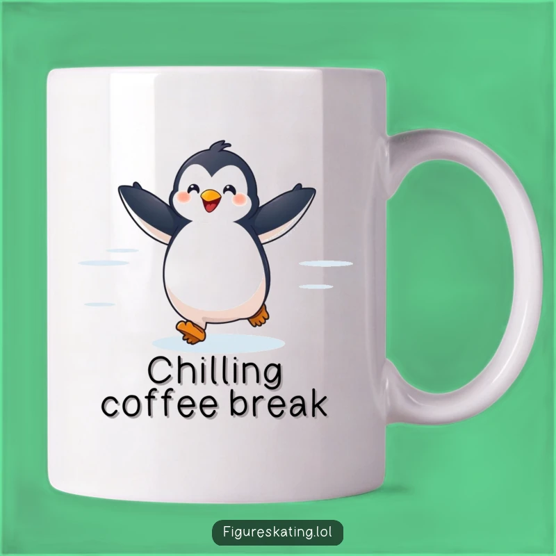 Funny Penguin Ice Skating Mug: Delighted Glider Gift