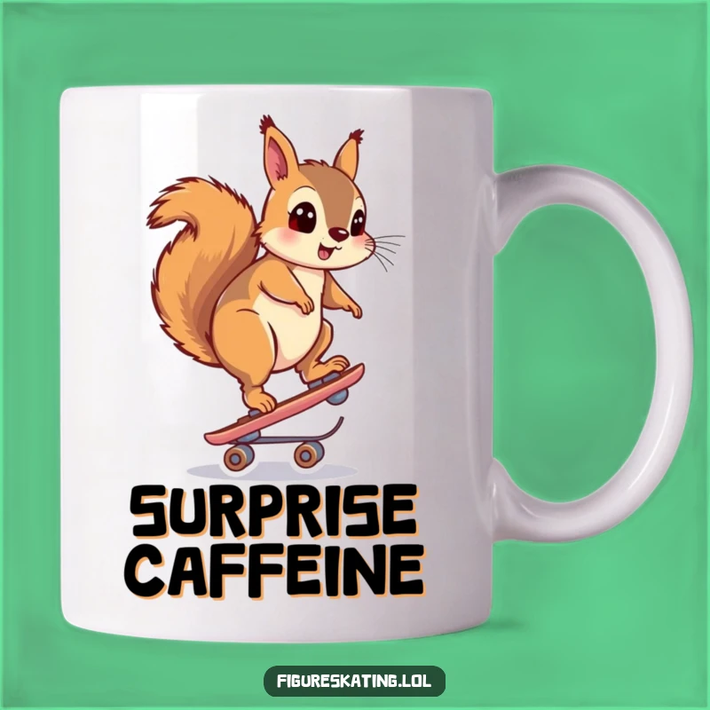 Funny Surprised Squirrel Skate Mug: Hilarious Balance Gift