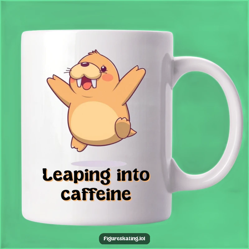 Funny Walrus Jump Mug - Cheerful Arctic Animal Gift