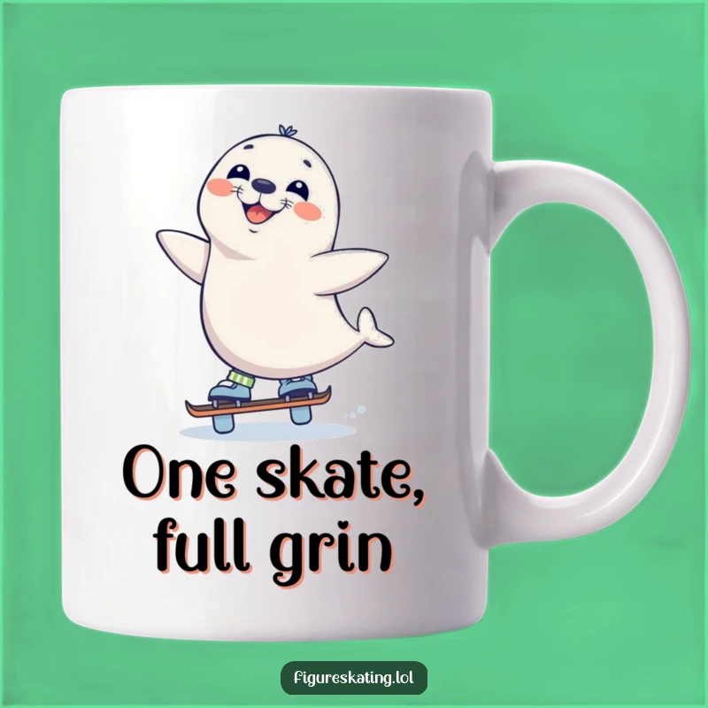 Funny Seal Skate Mug - Curious Grinning Ice Skater Gift