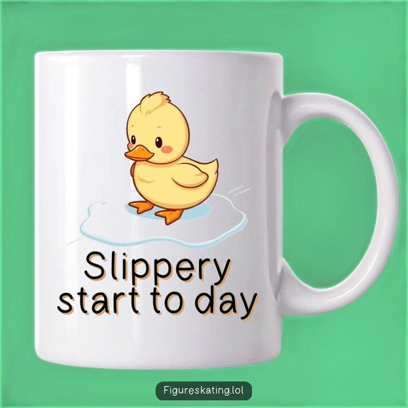Funny Wobbly Duckling Ice Skating Mug - Hilarious Winter Gift for Clumsy Friends