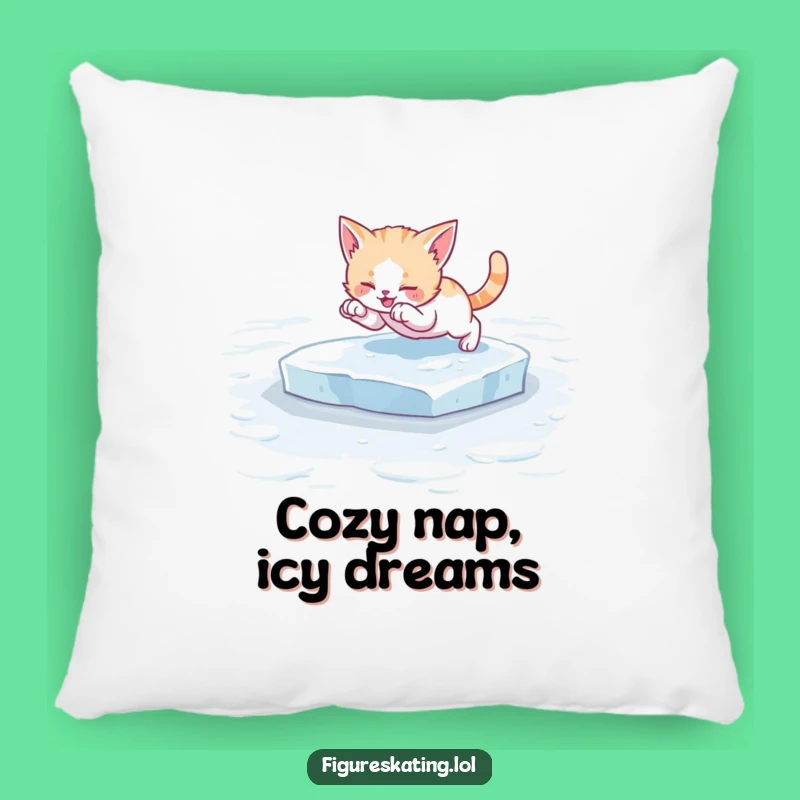 Cozy Funny Kitten Ice Skating Pillow: Cuddle Up with Hilarious Feline Fun!