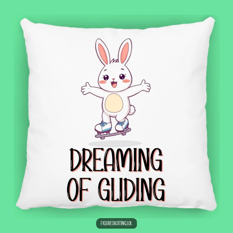 Funny Skating Bunny Pillow: Happy Gliding Hare, Cozy Funny Accent