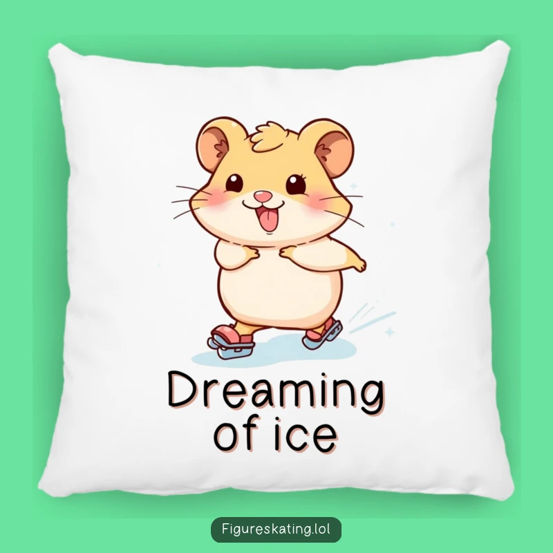Funny Hamster Skating Pillow - Cozy Icy Sparkle Comfort, Adorable Humorous Gift