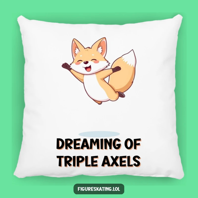 Funny Arctic Fox Pillow: Giggling Skater Cushion for Cozy Figure Skating Fans