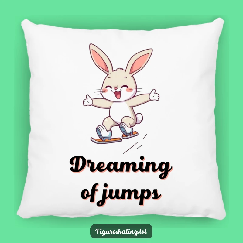 Funny Bunny Skater Pillow: Soft Cushion with Determined Rabbit