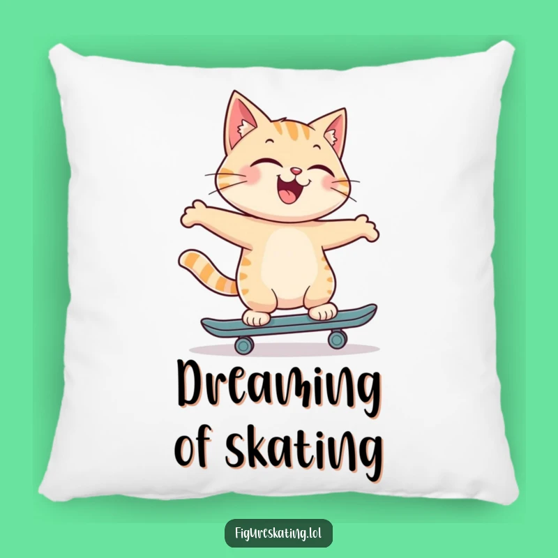 Funny Cat Pillow: Joyful Skater Accent Throw Pillow Gift