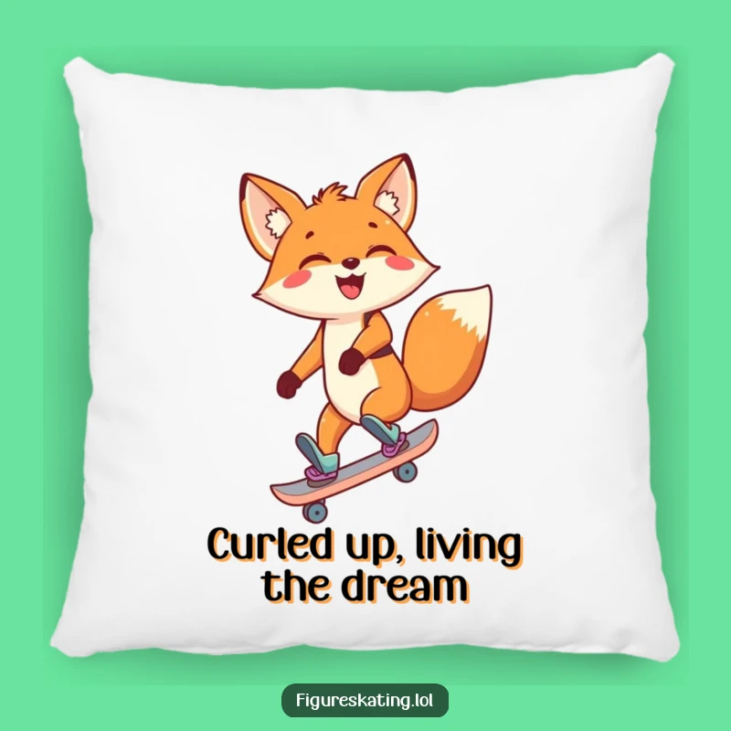 Funny Fox Skating Pillow - Soft Backward Skating Cartoon Character Cushion