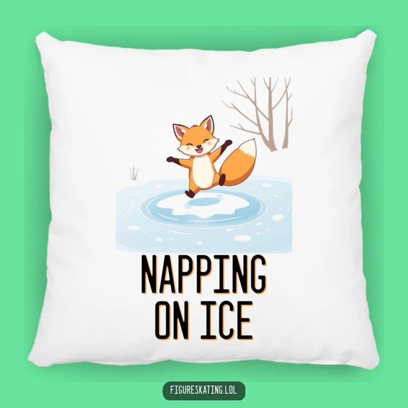 Funny Grinning Fox Pillow: Cozy Comfort with a Skating Star