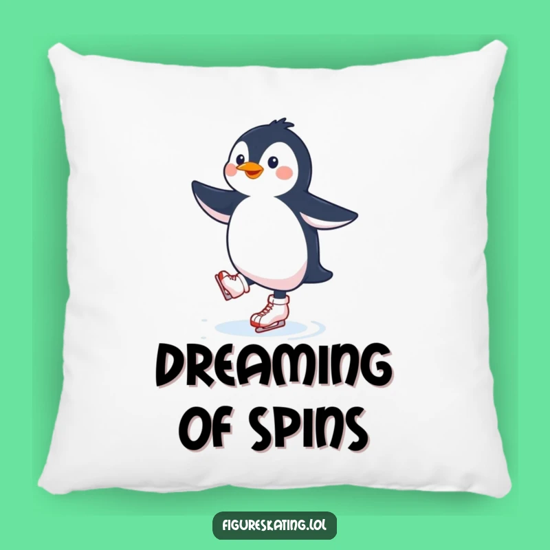 Funny Penguin Ice Skating Pillow: Happy Skater Cozy Comfort Gift!