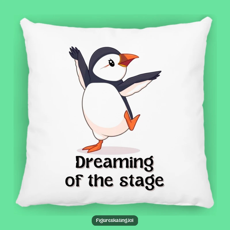 Funny Puffin Pirouette Pillow - Comfy Dancer Accent Cushion Gift