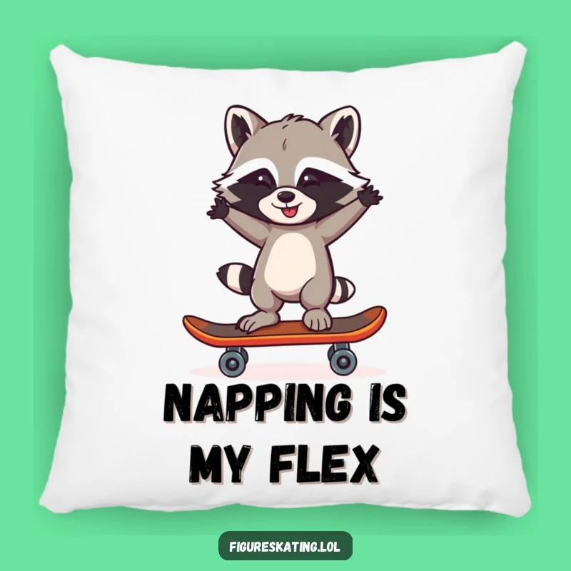 Cozy Funny Raccoon Skater Pillow: Soft Imposter Comfort Gift