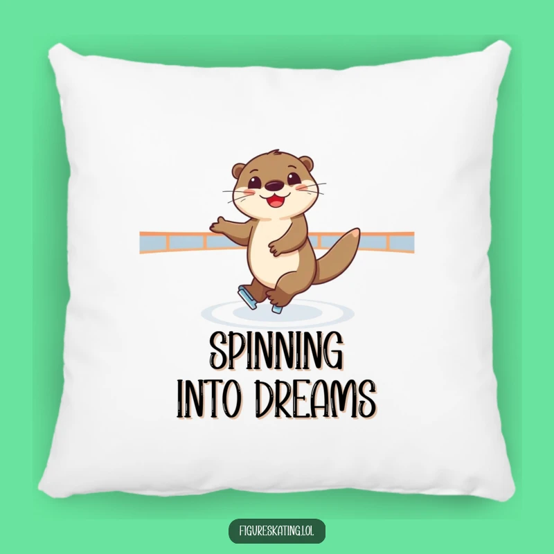 Funny Skating Otter Pillow: Joyful Elegant Spinner, Cozy Funny Accent