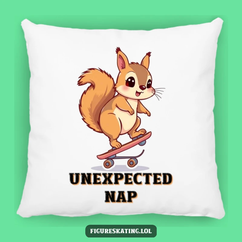 Funny Surprised Squirrel Skate Pillow: Cozy Surprise Comfort