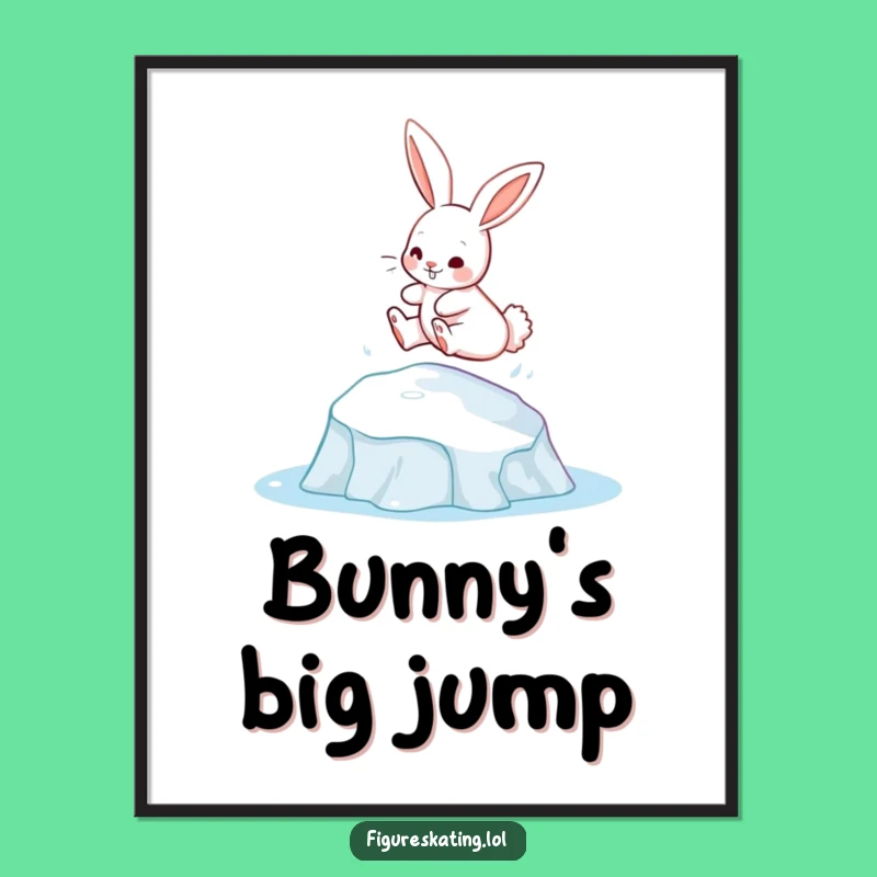 Funny Bunny Ice Leap Digital Art: Printable Playfulness for Walls