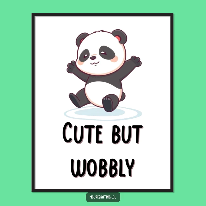 Funny Panda Pirouette Digital Art: Printable Skater Decor Gift
