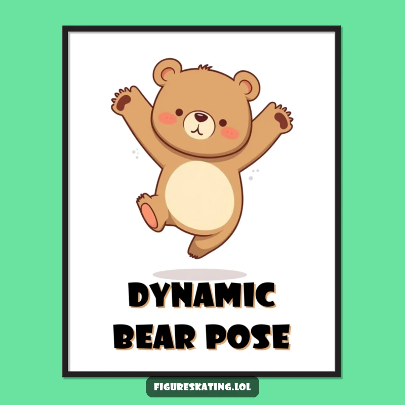 Funny Bear Jump Digital Art a Playful Printable for Instant Cheer