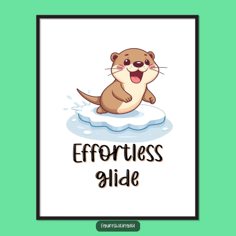 Funny Excited Otter Ice Sliding Digital Print: Instant Joyful Decor!
