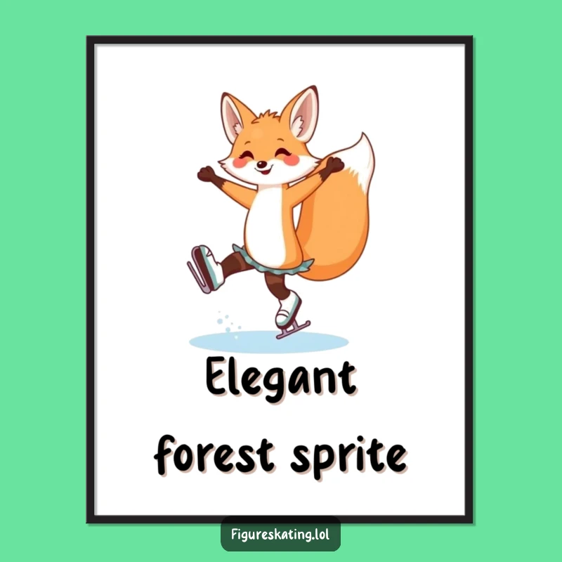 Funny Fox Ice Skating Digital Art Print: Chic Skater Decor!