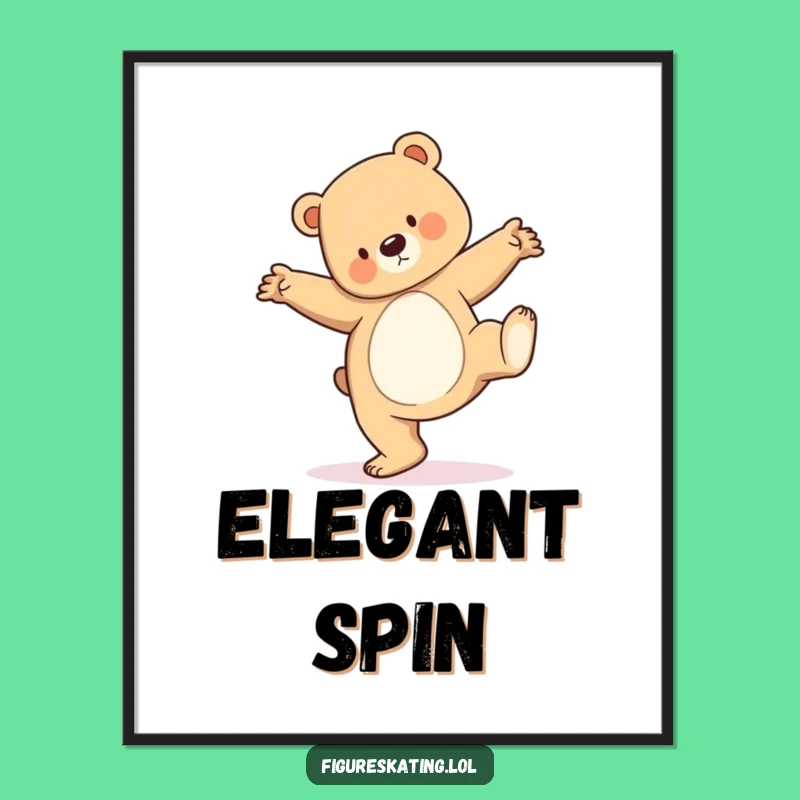 Funny Bear Cub Pirouette Digital Print: Instant Ballet Charm